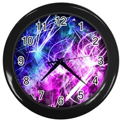 Space Galaxy Purple Blue Wall Clocks (black)