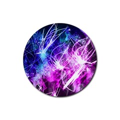 Space Galaxy Purple Blue Rubber Coaster (round)  by Mariart