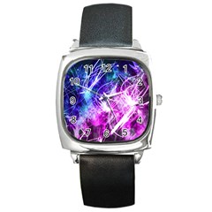 Space Galaxy Purple Blue Square Metal Watch