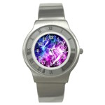 Space Galaxy Purple Blue Stainless Steel Watch Front