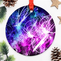 Space Galaxy Purple Blue Round Ornament (two Sides)