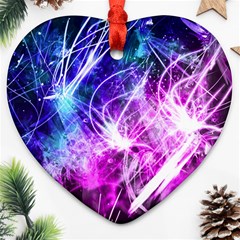 Space Galaxy Purple Blue Heart Ornament (two Sides) by Mariart