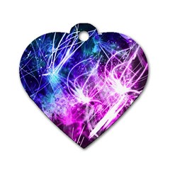 Space Galaxy Purple Blue Dog Tag Heart (two Sides) by Mariart