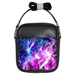 Space Galaxy Purple Blue Girls Sling Bags by Mariart