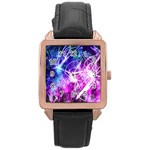 Space Galaxy Purple Blue Rose Gold Leather Watch  Front