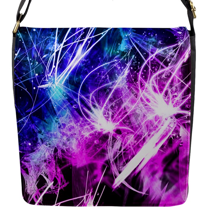 Space Galaxy Purple Blue Flap Messenger Bag (S)