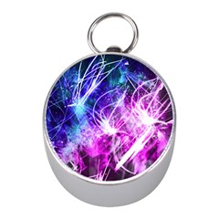 Space Galaxy Purple Blue Mini Silver Compasses