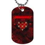 Wonderful Elegant Decoative Heart With Flowers On The Background Dog Tag (One Side) Front