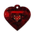 Wonderful Elegant Decoative Heart With Flowers On The Background Dog Tag Heart (Two Sides) Front