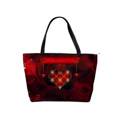 Wonderful Elegant Decoative Heart With Flowers On The Background Shoulder Handbags by FantasyWorld7