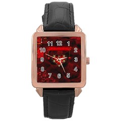 Wonderful Elegant Decoative Heart With Flowers On The Background Rose Gold Leather Watch  by FantasyWorld7