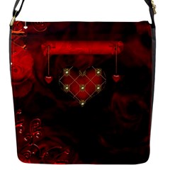 Wonderful Elegant Decoative Heart With Flowers On The Background Flap Messenger Bag (s) by FantasyWorld7