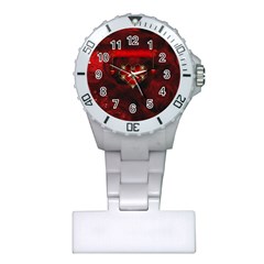 Wonderful Elegant Decoative Heart With Flowers On The Background Plastic Nurses Watch by FantasyWorld7