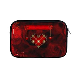 Wonderful Elegant Decoative Heart With Flowers On The Background Apple Macbook Pro 13  Zipper Case by FantasyWorld7