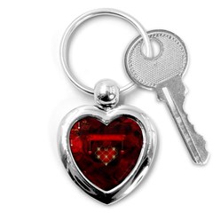 Wonderful Elegant Decoative Heart With Flowers On The Background Key Chains (heart)  by FantasyWorld7