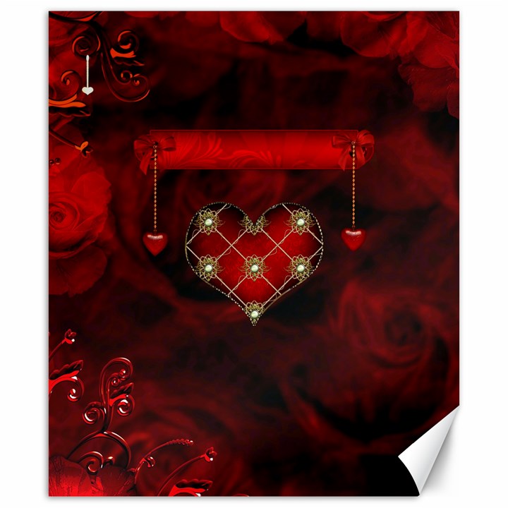 Wonderful Elegant Decoative Heart With Flowers On The Background Canvas 20  x 24  