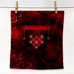 Wonderful Elegant Decoative Heart With Flowers On The Background Face Towel by FantasyWorld7