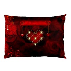 Wonderful Elegant Decoative Heart With Flowers On The Background Pillow Case by FantasyWorld7