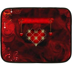 Wonderful Elegant Decoative Heart With Flowers On The Background Fleece Blanket (mini) by FantasyWorld7