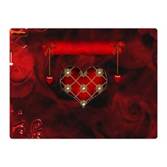 Wonderful Elegant Decoative Heart With Flowers On The Background Double Sided Flano Blanket (mini)  by FantasyWorld7