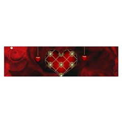 Wonderful Elegant Decoative Heart With Flowers On The Background Satin Scarf (oblong) by FantasyWorld7