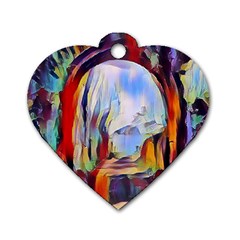 Abstract Tunnel Dog Tag Heart (one Side)