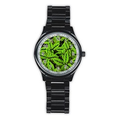 Nature Print Pattern Stainless Steel Round Watch by dflcprints