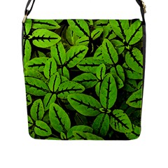 Nature Print Pattern Flap Messenger Bag (l)  by dflcprints