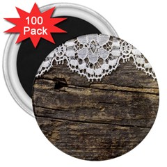 Shabbychicwoodwall 3  Magnets (100 Pack) by NouveauDesign