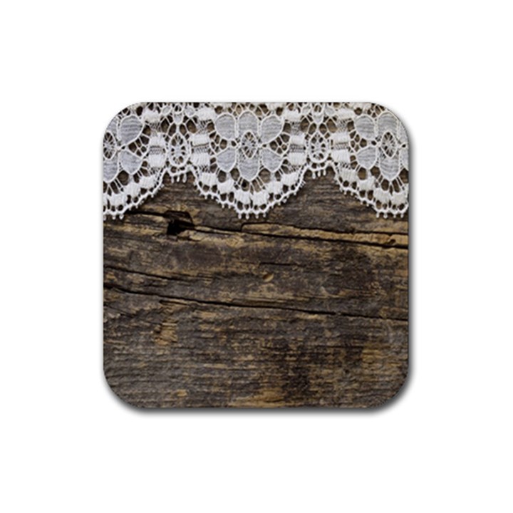 Shabbychicwoodwall Rubber Coaster (Square) 