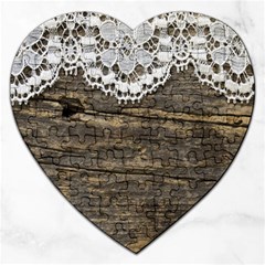 Shabbychicwoodwall Jigsaw Puzzle (heart) by NouveauDesign