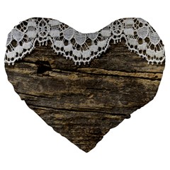 Shabbychicwoodwall Large 19  Premium Heart Shape Cushions by NouveauDesign