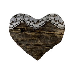 Shabbychicwoodwall Standard 16  Premium Flano Heart Shape Cushions by NouveauDesign