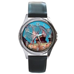 Modern Norway Painting Round Metal Watch by NouveauDesign