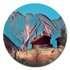 Modern Norway Painting Magnet 5  (round) by NouveauDesign