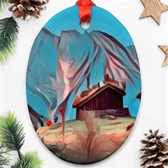 Modern Norway Painting Oval Ornament (two Sides) by NouveauDesign