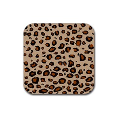 Leopard Print Rubber Coaster (square)  by TRENDYcouture