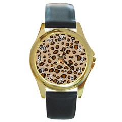 Leopard Print Round Gold Metal Watch by TRENDYcouture