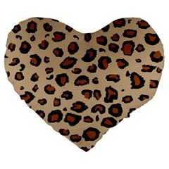 Leopard Print Large 19  Premium Heart Shape Cushions by TRENDYcouture