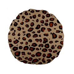 Leopard Print Standard 15  Premium Flano Round Cushions by TRENDYcouture