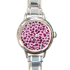 Pink Leopard Round Italian Charm Watch by TRENDYcouture