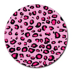 Pink Leopard Round Mousepads