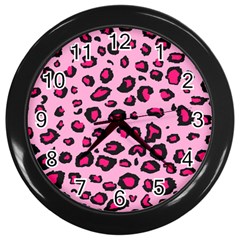 Pink Leopard Wall Clocks (black) by TRENDYcouture