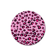 Pink Leopard Rubber Coaster (round) 