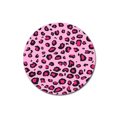 Pink Leopard Magnet 3  (round)