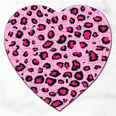 Pink Leopard Jigsaw Puzzle (heart) by TRENDYcouture