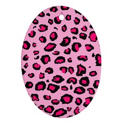 Pink Leopard Oval Ornament (two Sides)