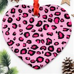 Pink Leopard Heart Ornament (Two Sides) Front