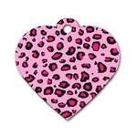 Pink Leopard Dog Tag Heart (One Side) Front