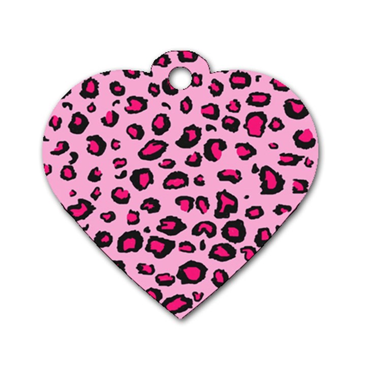 Pink Leopard Dog Tag Heart (One Side)